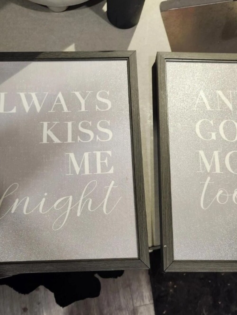 Grey Wall Decor Kiss Me Good Night